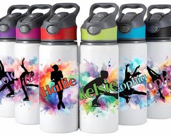 Ice Skater Flip Lid Straw Drink Bottle: Personalised water bottle