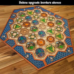 Custom wooden two-layer Settlers of Catan boards. Standard or 5-6 Players. Free US shipping. 5-6 player upgrade
