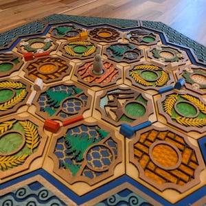 Custom wooden two-layer Settlers of Catan boards. Standard or 5-6 Players. Free US shipping. image 2