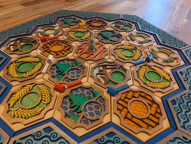 Custom wooden two-layer Settlers of Catan boards. Standard or 5-6 Players. Free US shipping. image 2