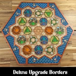 Custom wooden two-layer Settlers of Catan boards. Standard or 5-6 Players. Free US shipping. 4 player upgrade