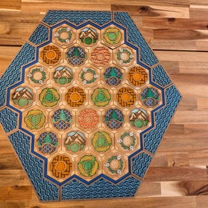 Custom wooden two-layer Settlers of Catan boards. Standard or 5-6 Players. Free US shipping. Standard 5-6 player