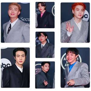 BTS AMA アメリカン・ミュージック・アワード ソロ レッドカーペットショット 非公式手作りフォトカード RM、シュガ、ジェイホープ、V、ジョングク、ジミン、ジン 防弾少年団