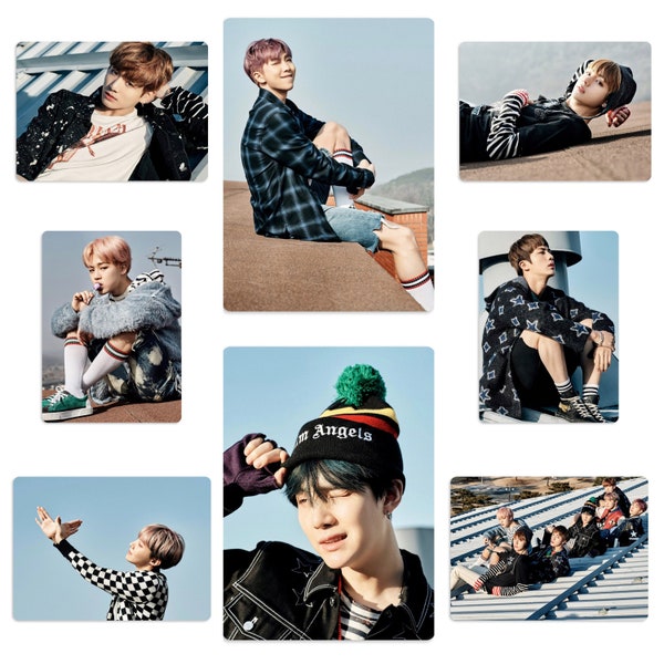 BTS You’ll Never Walk Alone Bus Stop Photoshoot Handmade Unofficial Photocards Set 2 RM Jin Suga jhope Jimin V Jungkook Spring Day Bangtan