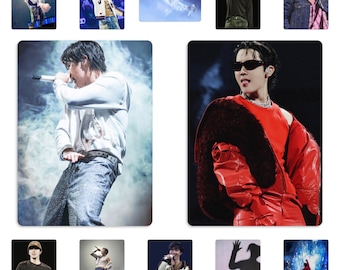 May include: A collage of images featuring a group of people performing on stage. The images show different angles and perspectives of the performers, including close-ups of their faces and full-body shots. The performers are wearing a variety of clothing, including casual wear, formal wear, and stage costumes. The images are set against a backdrop of colorful lights and smoke.