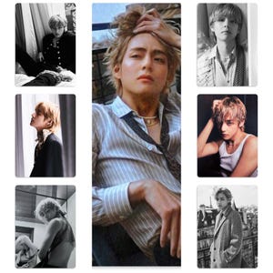 Puede incluir: Un collage de seis imágenes que presenta a una persona con cabello castaño claro. Las imágenes incluyen fotos en blanco y negro y en color. La persona lleva una variedad de atuendos, incluyendo una camisa a rayas, un abrigo y una camiseta sin mangas. Las imágenes son de un tema de moda o editorial.