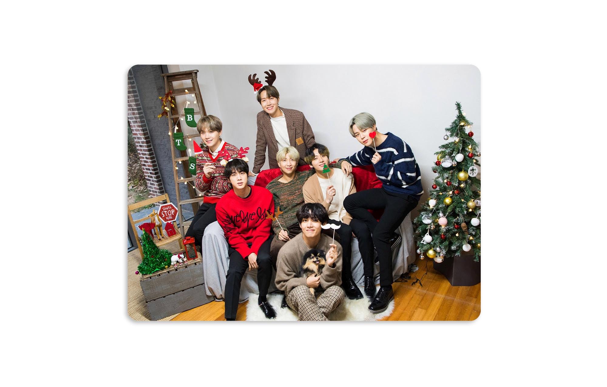 BTS Christmas Happy Holidays Unofficial Handmade Photocards RM Jin