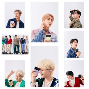 BTS x Samsung Galaxy Z Flip Phone 2021 プロモーション ハンドメイド非公式フォトカード RM Jin SUGA jhope Jimin V Jungkook