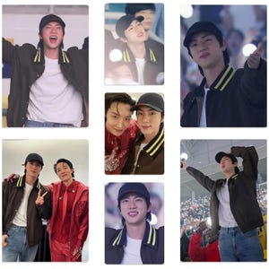 Jhope y Jin de la gira Hope On The Stage de BTS en Seúl. Set de tarjetas fotográficas no oficiales hechas a mano. Bangtan Boys.