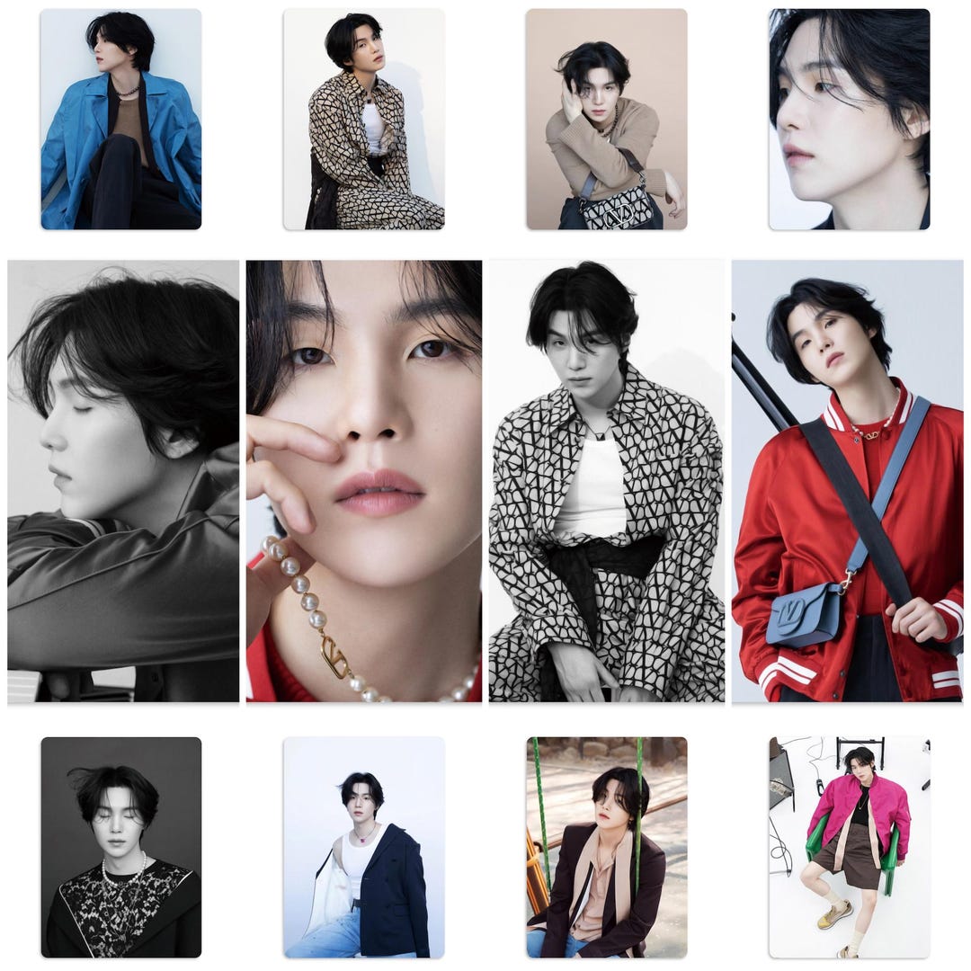 3枚　SUGA BTS アンカバ　 PHOTO SET フォトカード SUGA of BTS Marie Claire Photoshoot Handmade Unofficial Photocards