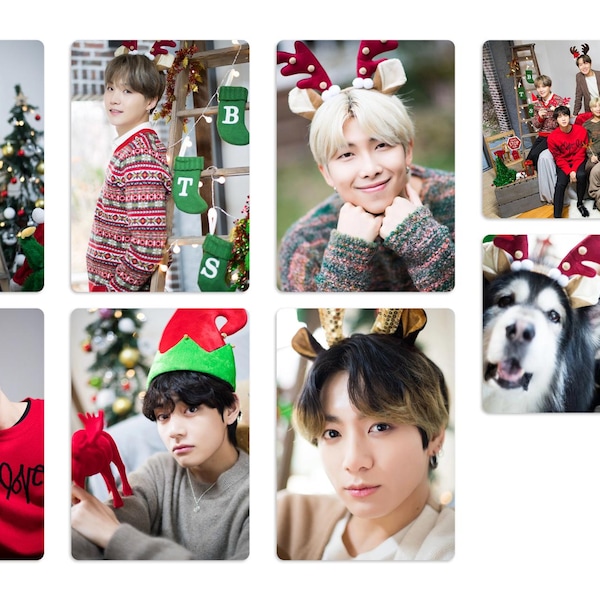BTS Christmas Happy Holidays Unofficial Handmade Photocards RM Jin SUGA jhope Jimin V Jungkook Bangtan Xmas