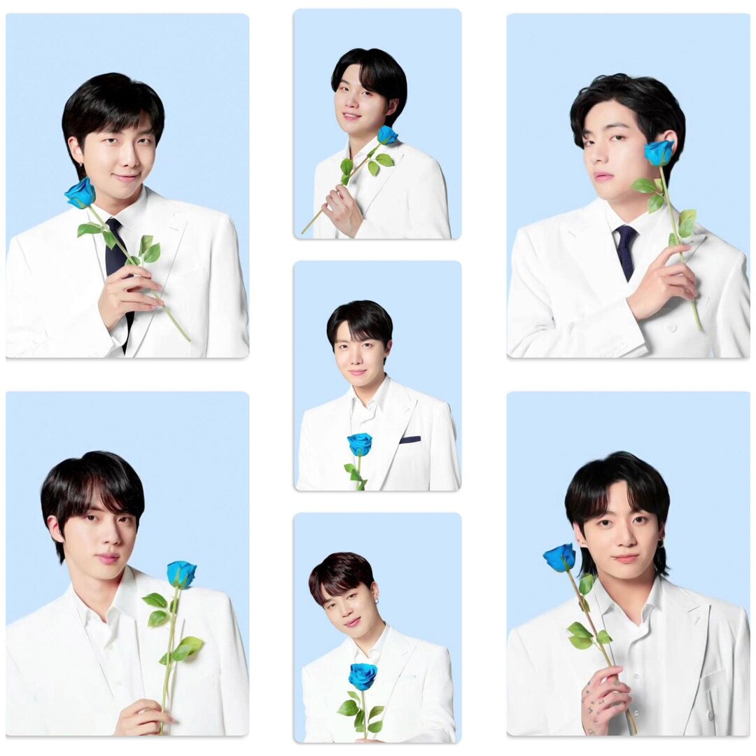 BTS X Coway Blue Rose Photoshoot Handmade Unofficial Photocards RM Jin ...