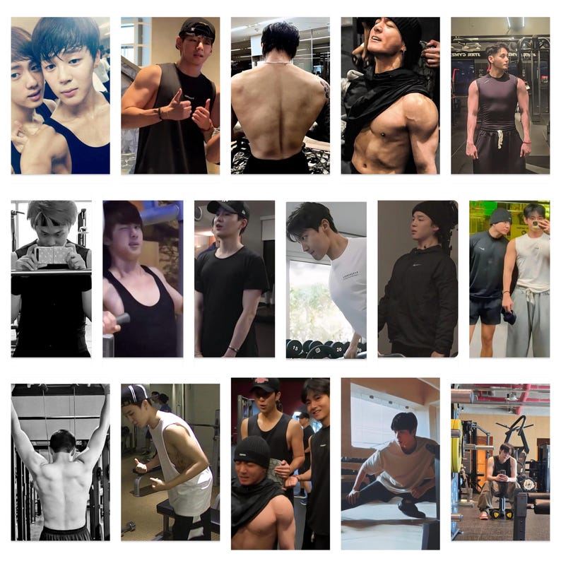 BTS in the Gym Workout Handmade Unofficial Photocards RM Jin SUGA Jhope ...