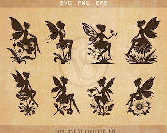 Silueta de hada Svg, Arte de hadas, Hada Svg, Paquete de archivos Svg de hadas, Ilustración de hadas, Clipart de hadas, Hada Png, Primavera Svg