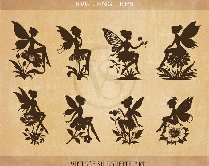 Fairy Standing SVG - Fantasy Clipart, Black Silhouette, Cricut File ...