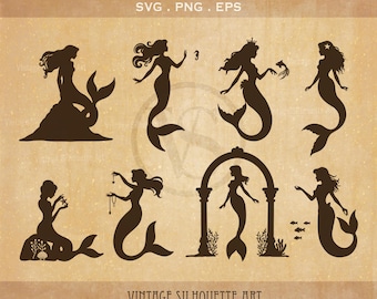 Mermaid svg, Mermaid clip-art, Mermaid silhouette, Mermaid Vector, Mermaid illustration, Mermaid svg bundle, Mermaid art, Mermaid Scene Svg