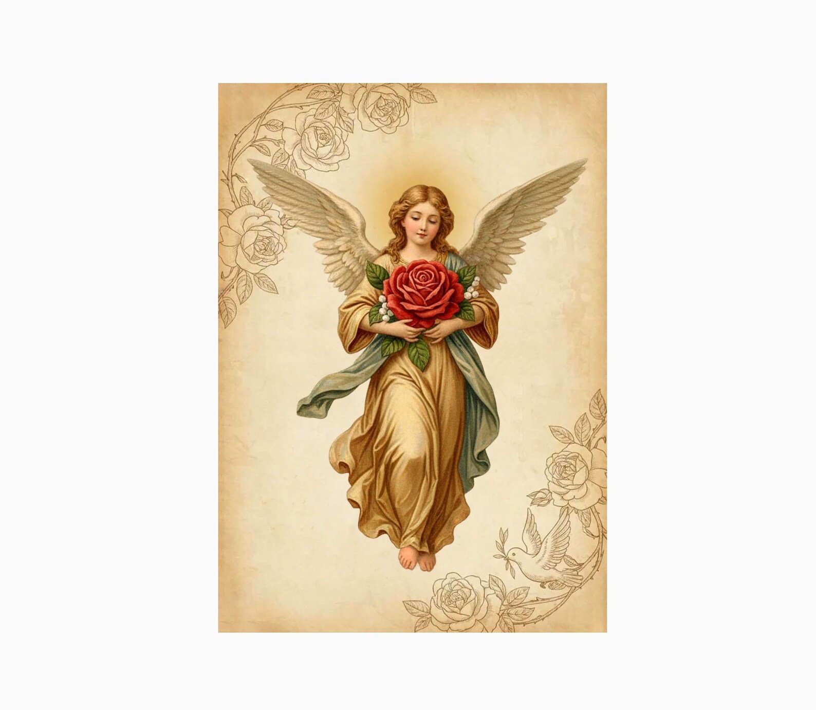 Angel With Rose, Valentines Day Printable, Love PNG Design, Valentine ...