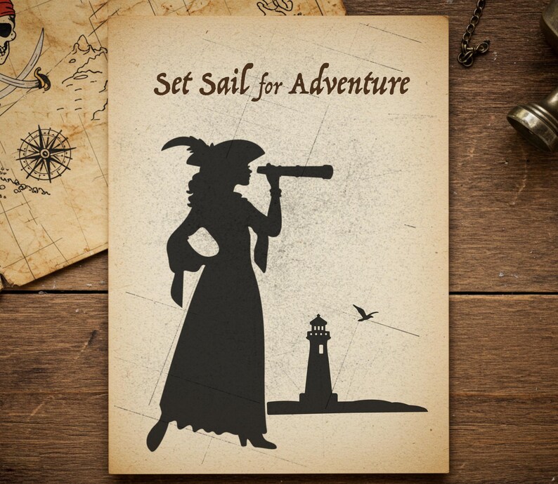 Pirate Girl Silhouette Clip Art, Caribbean Pirate Ship (SVG, PNG, EPS) image 7