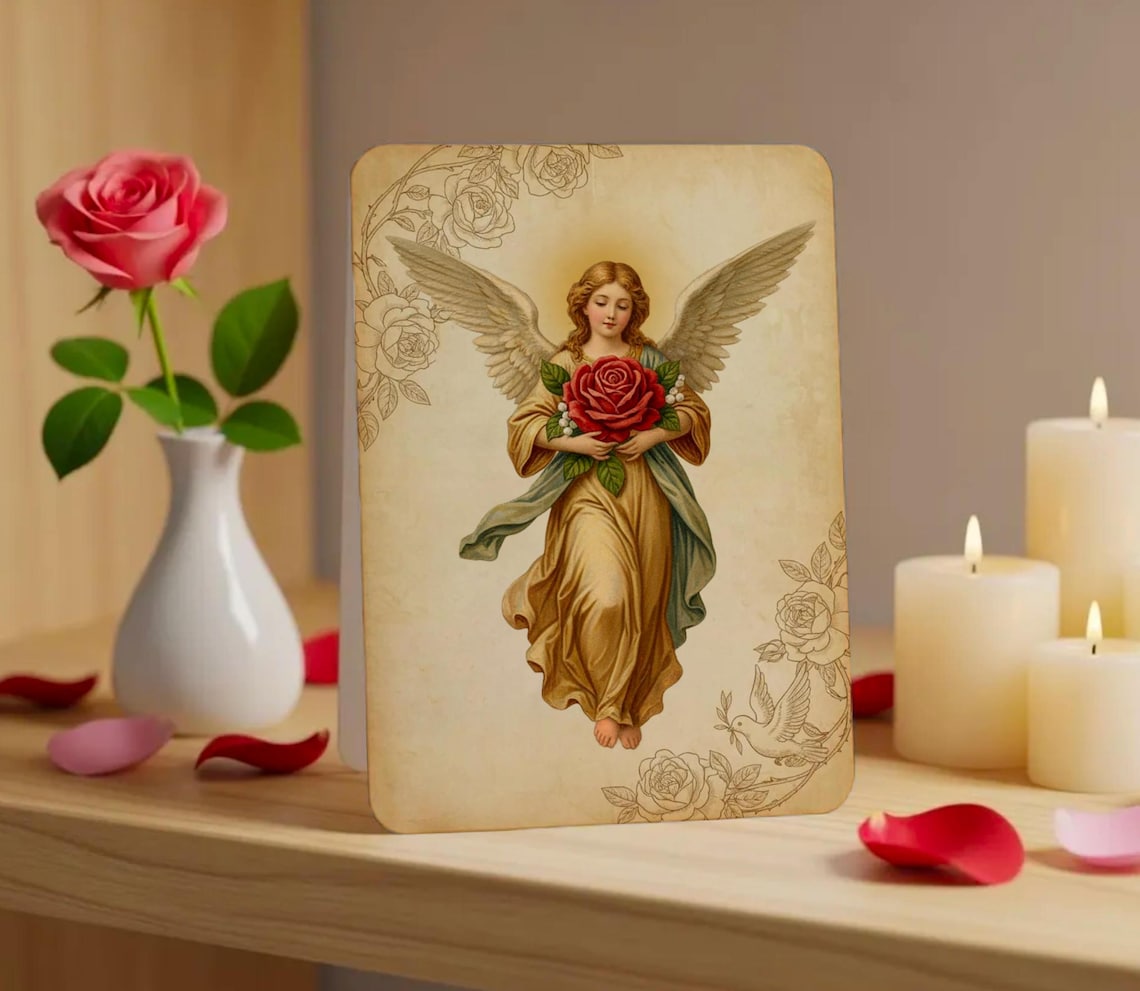Angel With Rose, Valentines Day Printable, Love PNG Design, Valentine ...