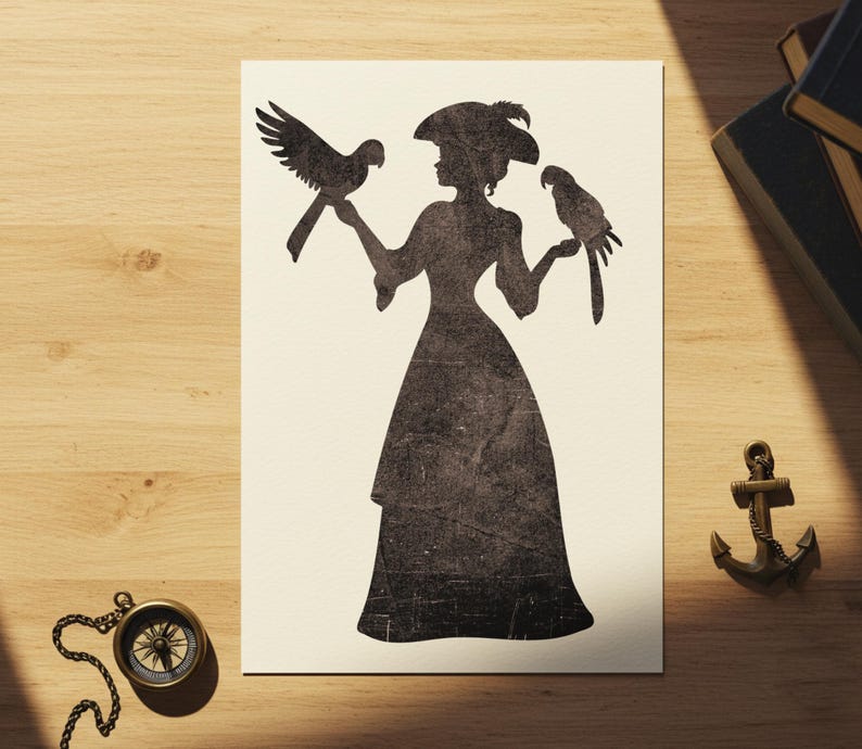 Pirate Girl Silhouette Clip Art, Caribbean Pirate Ship (SVG, PNG, EPS) image 4