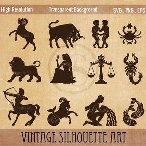 Bundle svg signes du zodiaque, signes astrologiques svg, svg symboles du zodiaque, Silhouette svg, svg astrologie, horoscope svg, taureau, svg balance