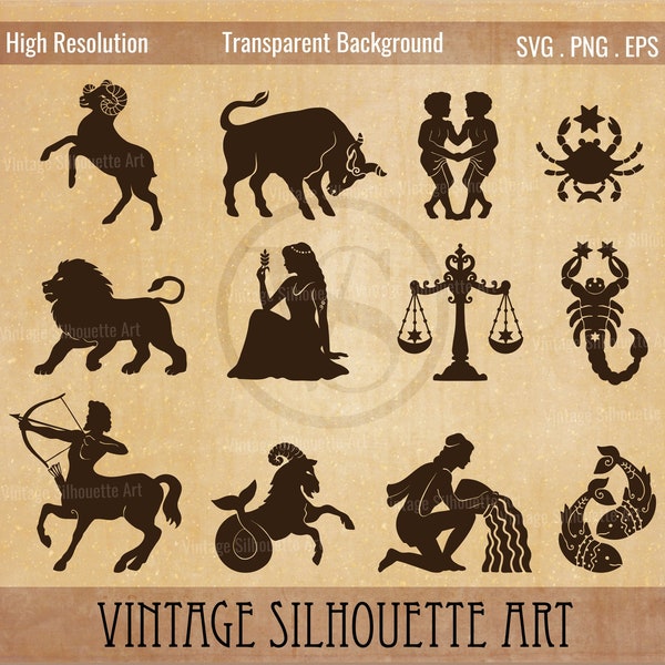 Zodiac signs svg bundle, Astrology Signs svg, Zodiac Symbols svg, Silhouette svg, Astrology svg, Horoscope svg, Taurus, Libra svg