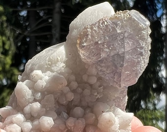 Huanggang Light Green Fluorite on Candle Quartz from Inner Mongolia, China