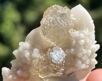 Huanggang Light Green Fluorite on Candle Quartz from Inner Mongolia, China