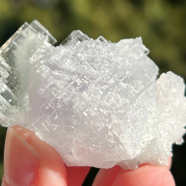 Clear Stepped Fluorite on Octahedral -- Very Unique Shape, Secondary Growth -- from Zhejiang, China