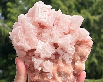 Large Light Pink Halite Crystal Specimen with Display Stand - Very Nice Quality - From Owens Lake, California