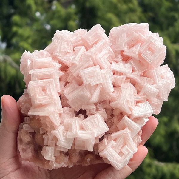 Large Light Pink Halite Crystal Specimen with Display Stand - Very Nice Quality - From Owens Lake, California