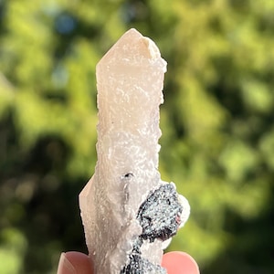 Inner Mongolia Quartz Crystal Point with Specular Hematite from China