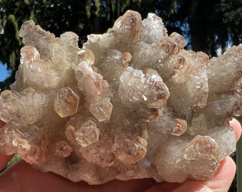 Red/White Pagoda Calcite Cluster from Fujian, China