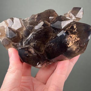French Smoky Quartz Crystal Cluster -- Beautiful Luster, Very Nice Quality -- from Mont Blanc, Chamonix, France