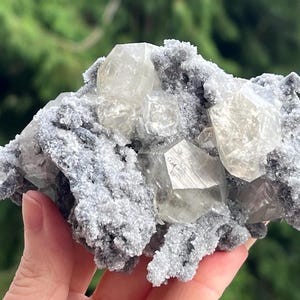 Calcite Crystal Cluster on Druzy Quartz Matrix from Fujian, China