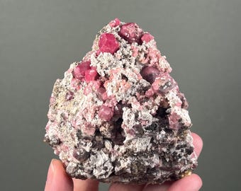 Pink Garnet Crystal Cluster on Matrix from Coahuila, Mexico