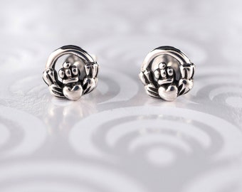 925 Sterling Silver Tiny Cute Stud Post Earrings,  Celtic Claddagh Stud Earrings, Gift for Girls, Family & Friends