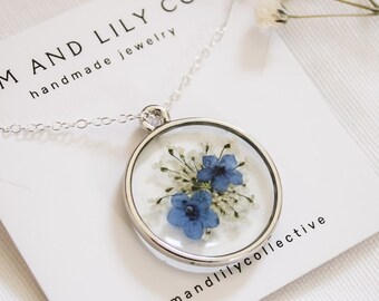 Women Coloful Flower Specimen Necklace Dried Flower Pendant Elegant Jewelry CB Women Coloful Flower Specimen Necklace Dried Flower Pendant Elegant Jewelry CB