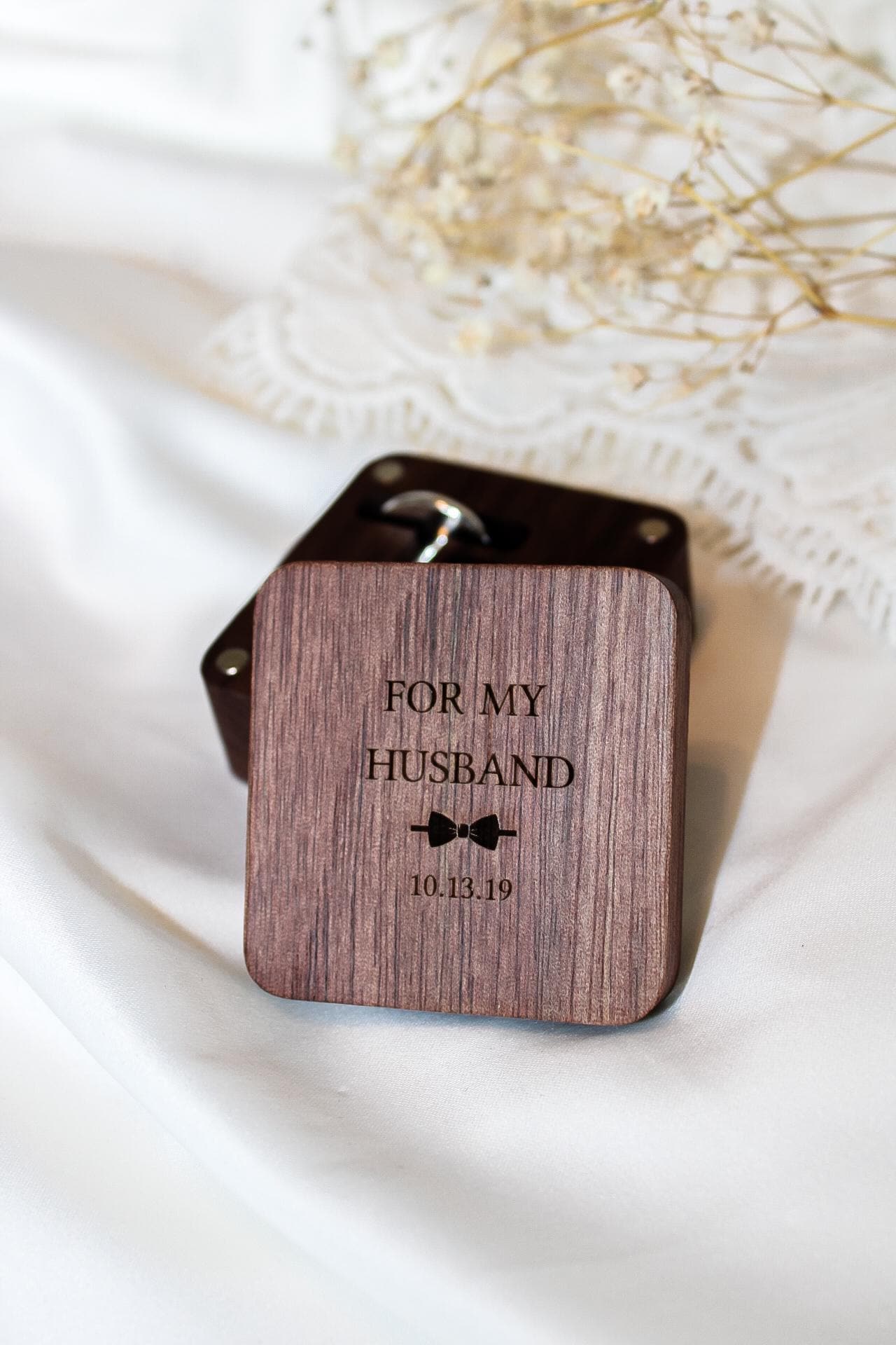 Engraved Personalized Wooden Cufflink Box (Cufflinks Sold Separately) Groomsmen, Father of the Bride, Husband, Anniversary Gifts