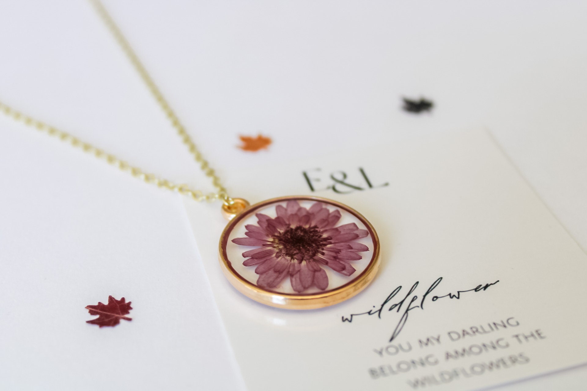 Real Pressed Chrysanthemum Resin Necklace Fall Necklace Etsy