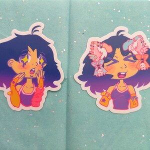 Cute Kawaii Emote Waterproof Vinyl Weatherproof Stickers, 3 x 3 inch Stickers, OC Anime Art, Anime Decal, Laptop Decal Art, Chibi Black Girl