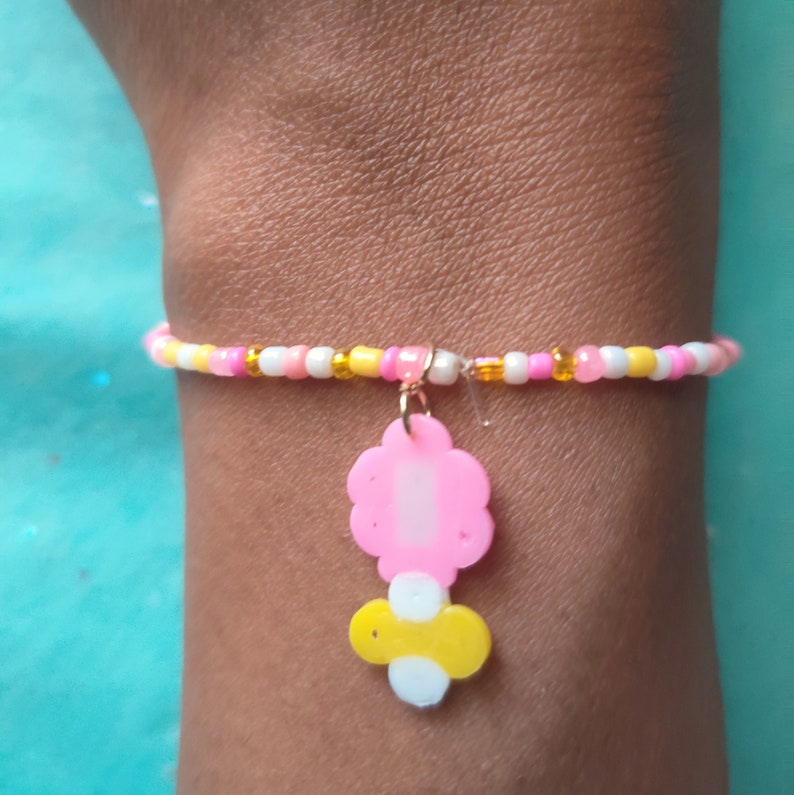 Pink Lemonade Lollipop Perler, Seed Bead Necklace With Perler Charm ...
