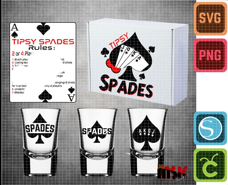 Tipsy Spades, Png, DIY, Adult Drinking Game.. Etsy