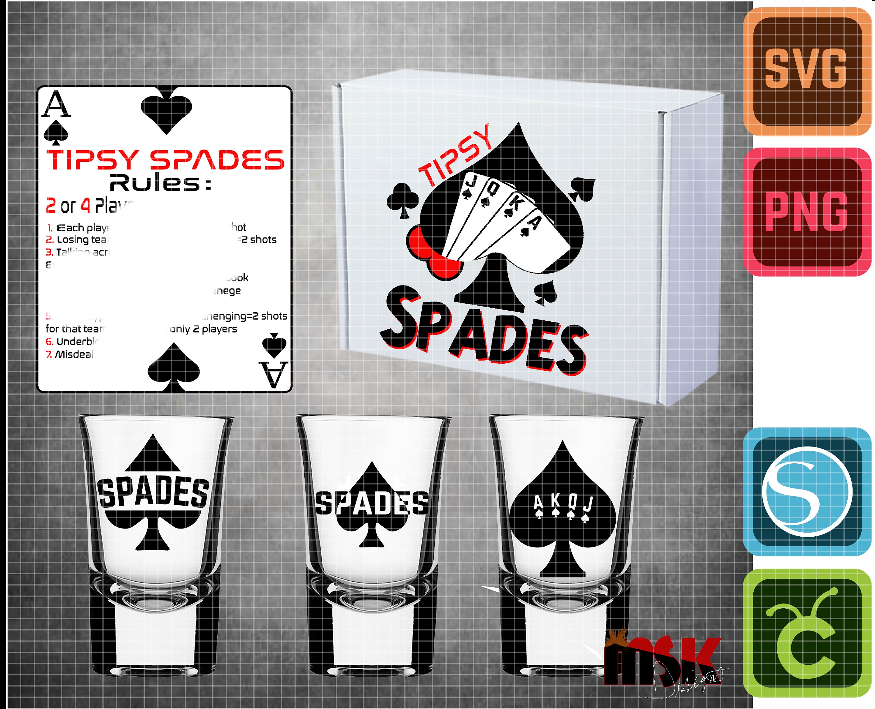 Tipsy Spades, Png, DIY, Adult Drinking Game.. Etsy