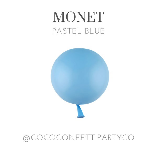 Monet Premium Latex Balloons, MATTE, Individual Balloons for Party Decorations, Balloon Bouquets, Sky Blue, Baby Blue, Powder Blue