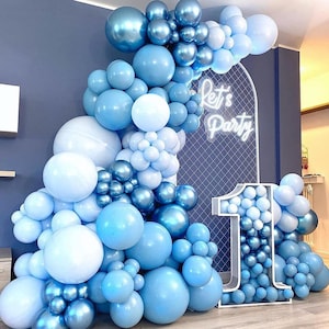 Blue DIY Balloon Garland Kit | Balloon Arch, Pastel Blue, Baby Blue, Chrome Blue, Baby Shower, Birthday, Boy Party Decorations