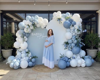 Dusty Blue & White Balloon Garland Kit