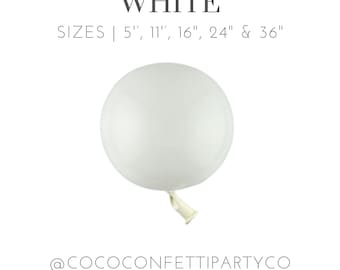 White Premium Latex Balloons, MATTE, Individual Balloons for Party Decorations, Balloon Bouquets, Wedding Balloons, Bridal Shower
