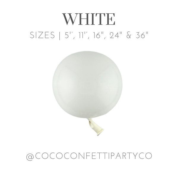 White Premium Latex Balloons, MATTE, Individual Balloons for Party Decorations, Balloon Bouquets, Wedding Balloons, Bridal Shower