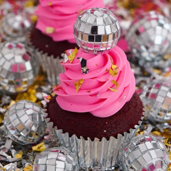 Discokugel Tortendeko Cowboy Set – 14-teilig, Rosa, Für Disco & Western-Partys (Kuchen-Topper)